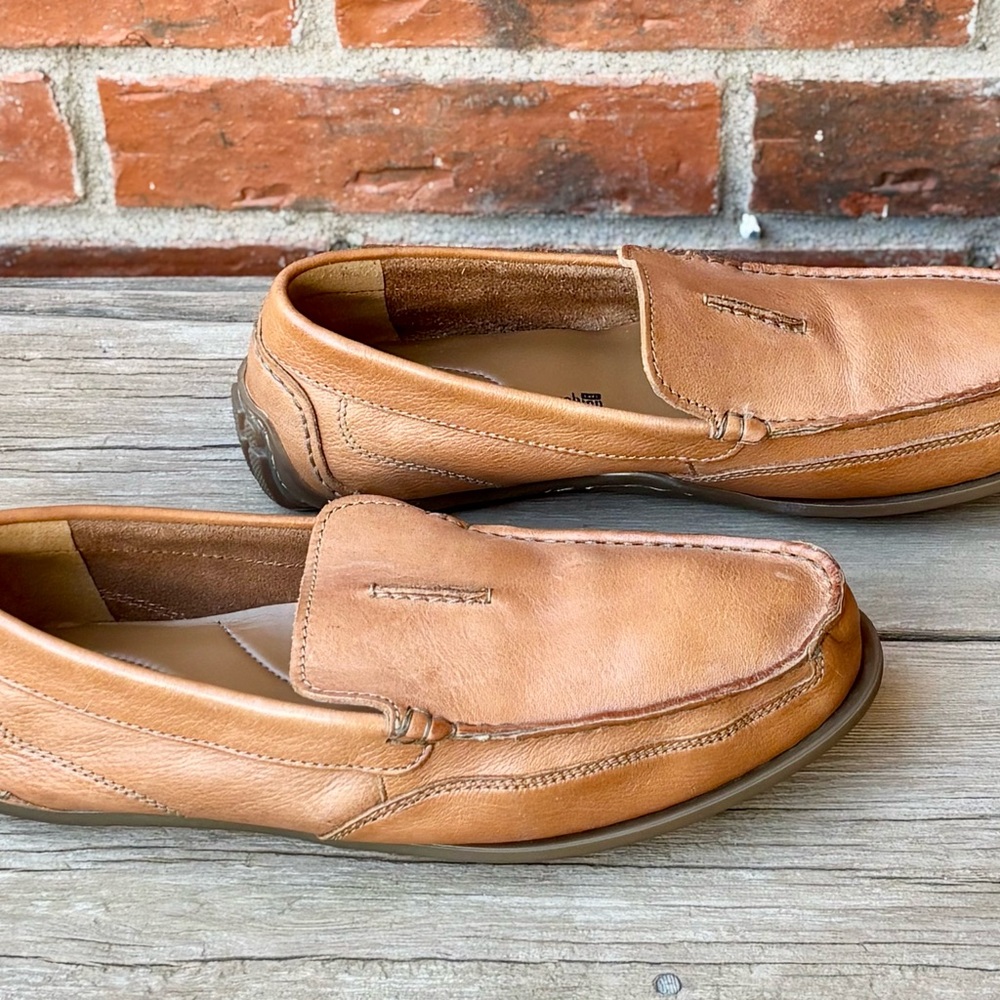Clarks Collection Men's Soft Cushion Tan Slip On Loafers Driving Mocs Sz 10.5M - Picture 5 of 8